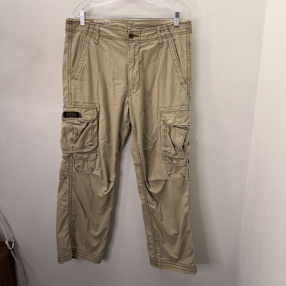 Polo Jeans Ralph Lauren Cargo Pants Mens 34x30 Military Paratrooper Tan Y2K